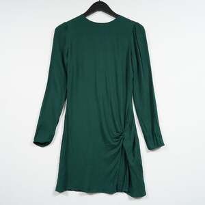 Reformation Lewis Mini Dress 4 Forest Green Long Sleeve Crew Neck Made USA